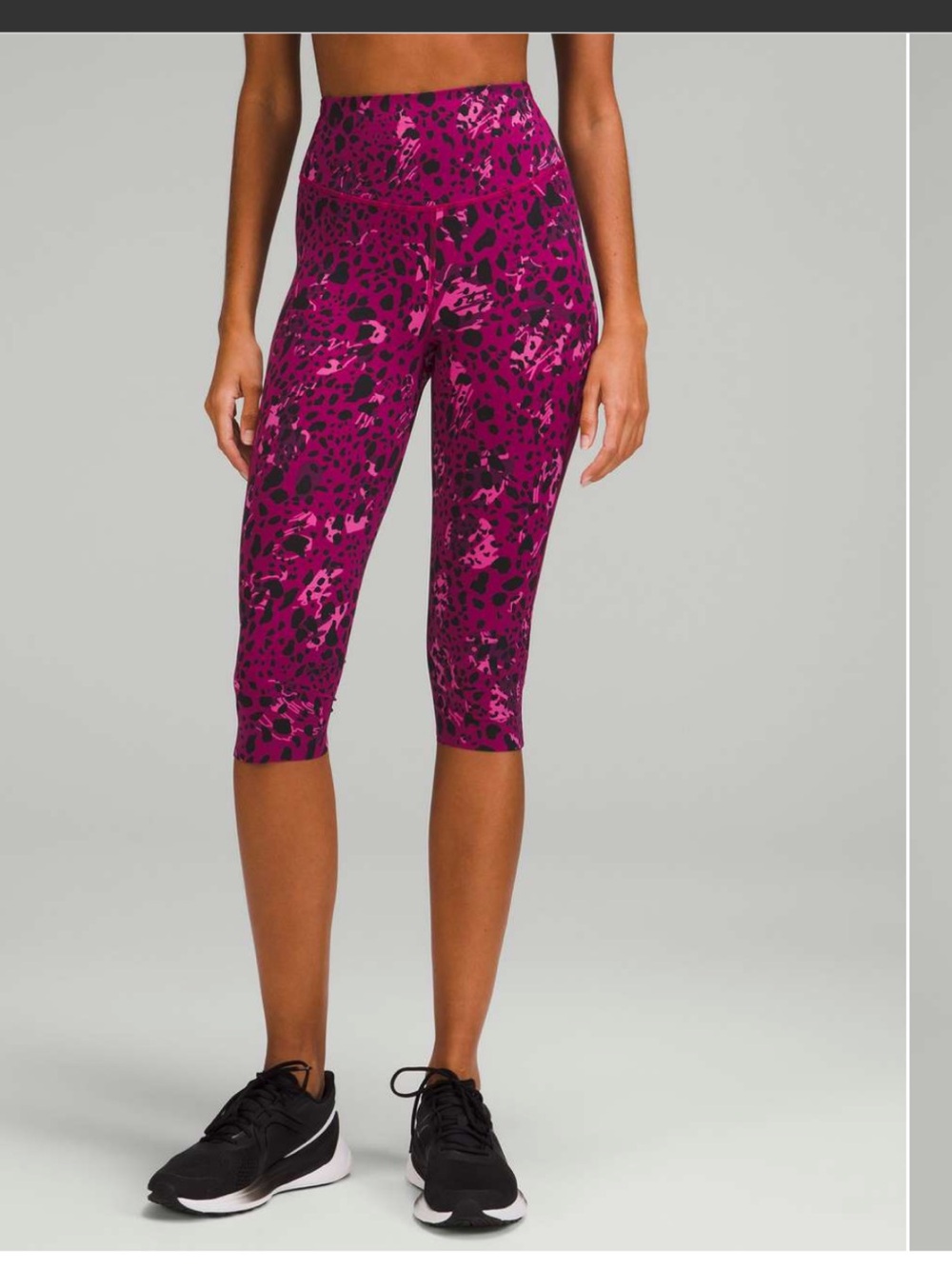 Lululemon Base Pace High-Rise Crop 17” Cheetah Camo Magenta Purple Size 8 NWT